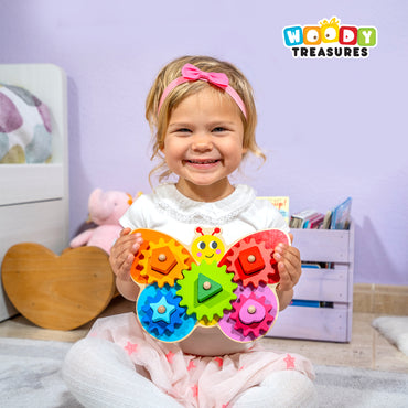 Butterfly Gear Game Wooden Toy for Toddlers